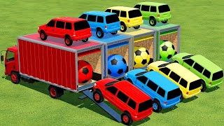 TRANSPORTING DODGE CARAVAN CARS & FOOTBALL BALLS WITH ISUZU TRUCKS - Farming Simulator 22 screenshot 5
