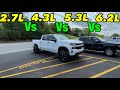 Chevy Silverado 2.7L I4 vs 4.3L V6 vs 5.3L V8 vs 6.2L V8!