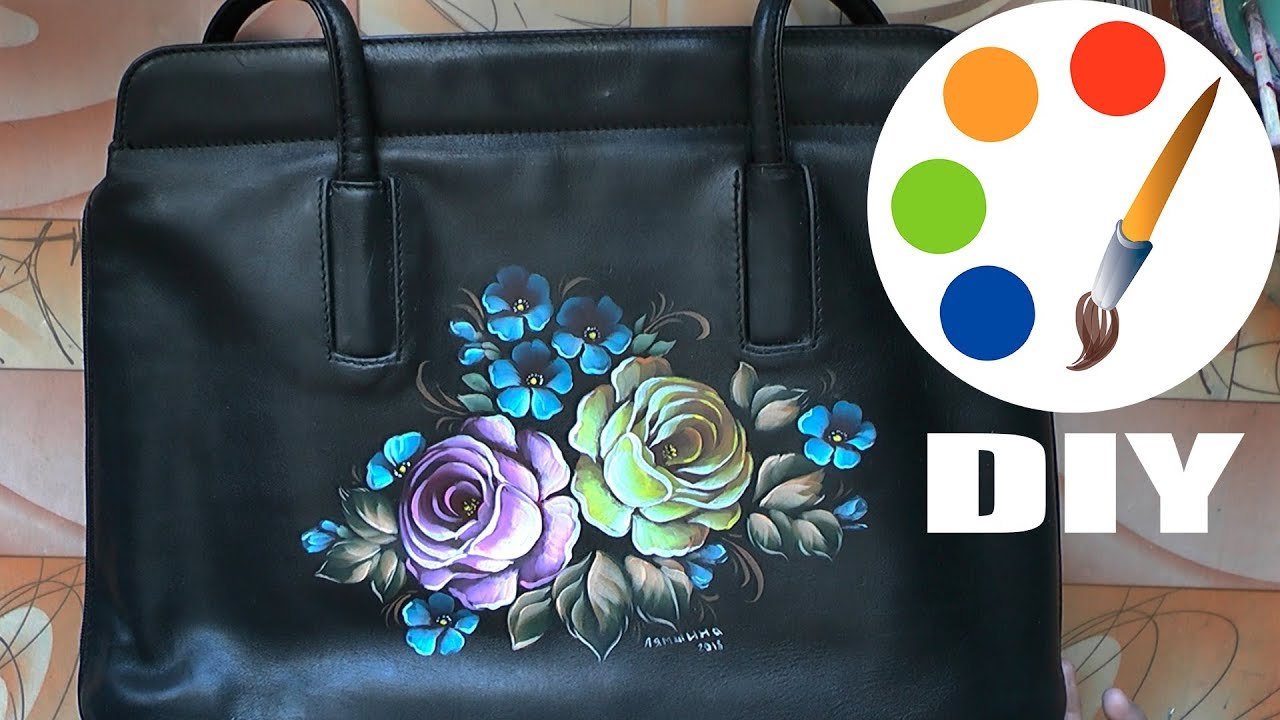 DIY, Decoration idea, Zhostovo Style, Painting roses on a bag