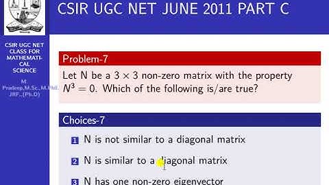 CSIR UGC NET EXAM in Maths June 2011 Linear Algebra Part C solved