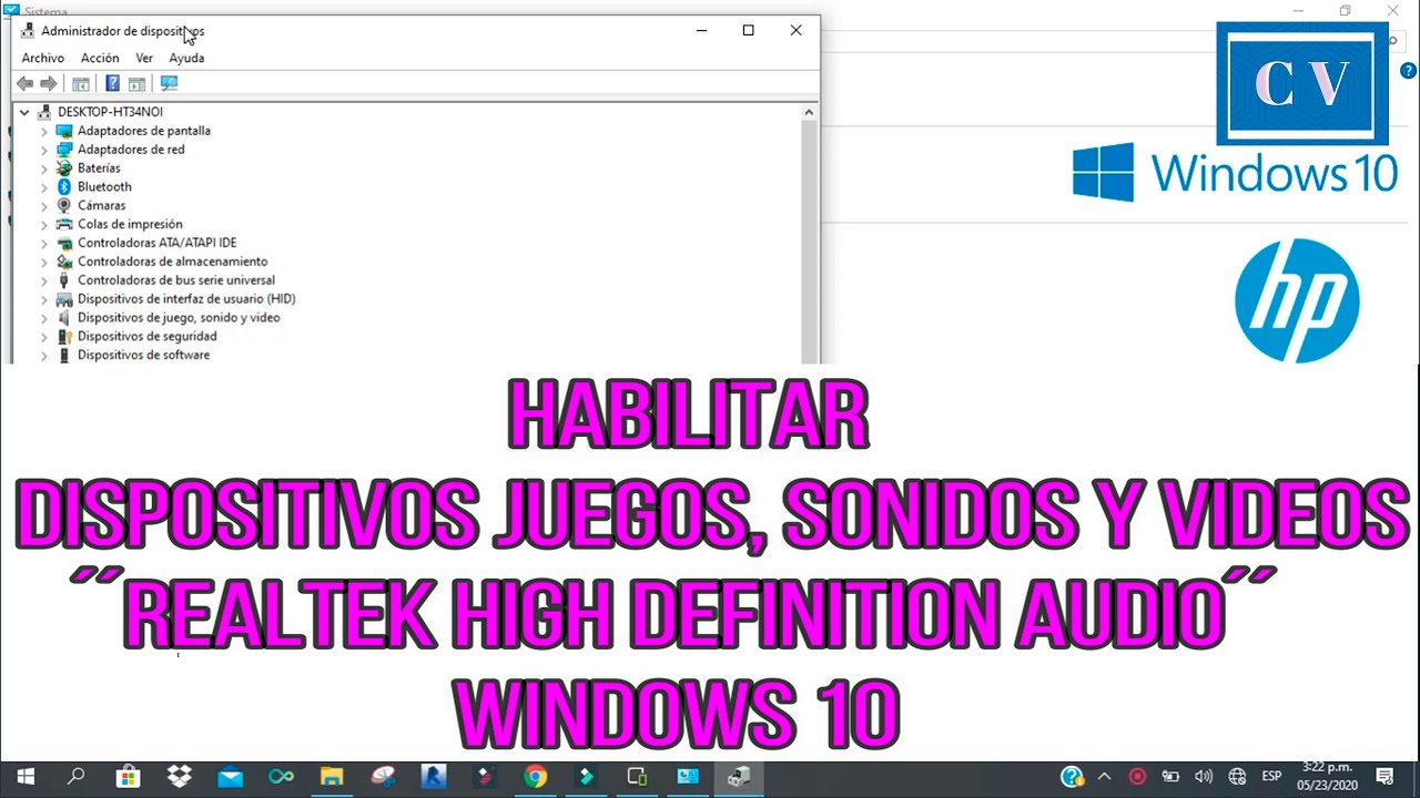 Habilitar Dispositivo Juegos Sonido Y Video ´´realtek High Definition Audio´´ Windows 10 Youtube 8477