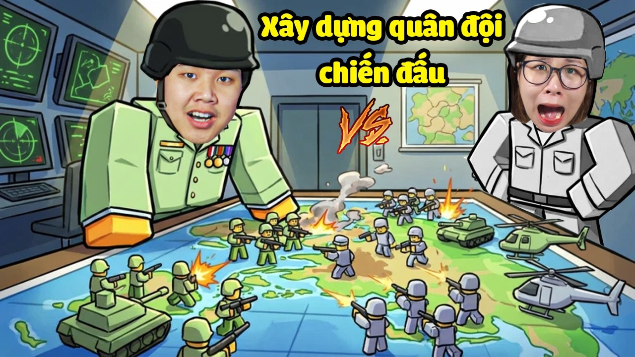 Xây dưng quân đội tí hon có máy bay, xe tăng hiện đại chiến đấu xem ai mạnh nhất cùng bqThanh & Ốc