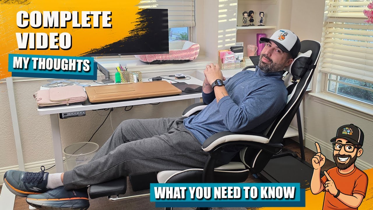 Полный обзор: игровое кресло Yaheetech с подставкой для ног и массажной поясницей.