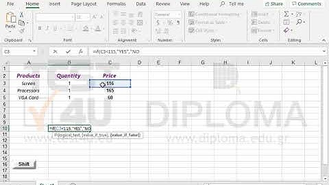Navigate to the cell B10 and use the appropriate function to display the text YES, if the price...