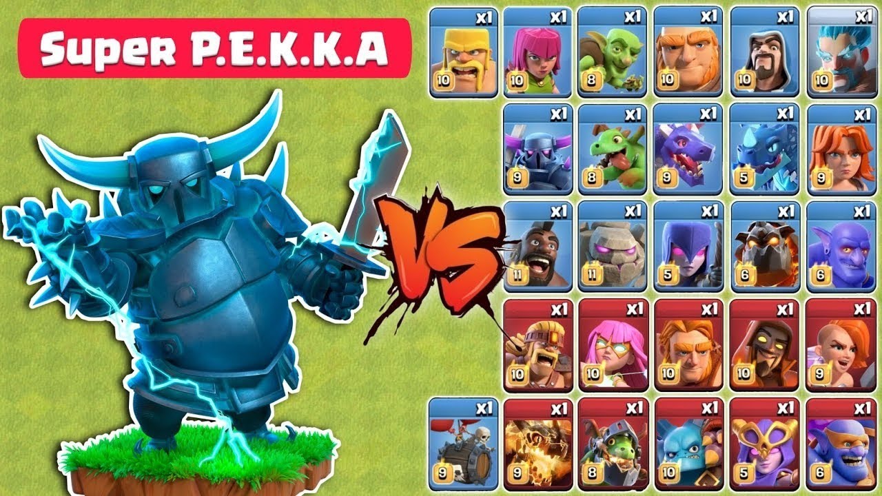 Super P.E.K.K.A vs All Ground Troops - Clash Of Clans