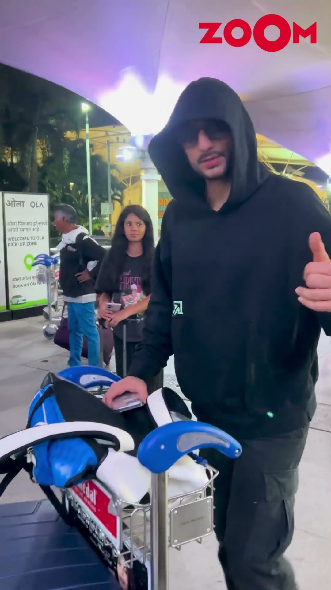 Ibrahim Ali Khan was SPOTTED at the airport wearing sunglasses and a hoodie #ibrahim #shorts