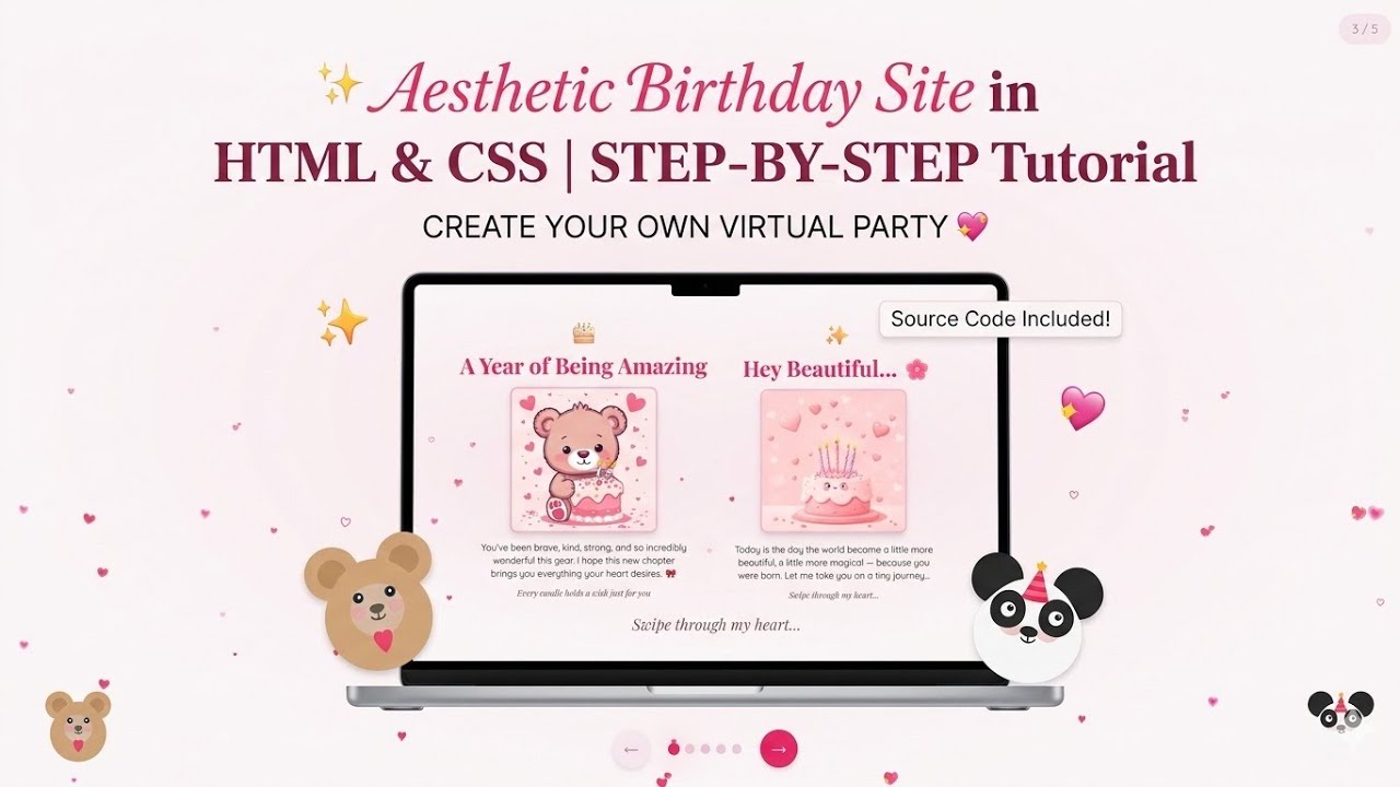 How to Create Aesthetic Birthday Website using HTML & CSS | Step-by ...