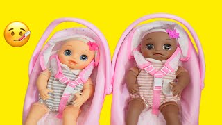 Baby Alive twin baby dolls after Daycare Routine feeding and changing baby dolls