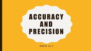 Math 30-3 - Accuracy and Precision