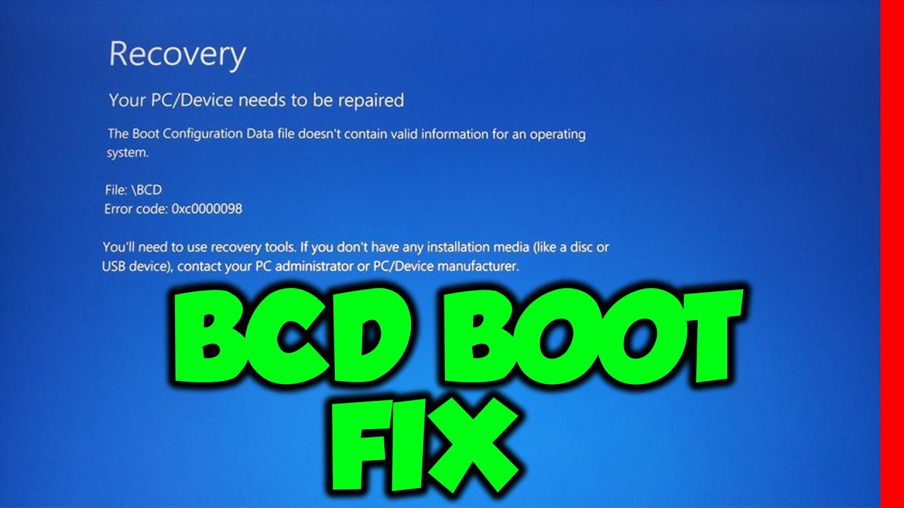 How To FIX Windows BCD Boot Issue (Error CODES 0xc0000001,0xc0000098) ✔