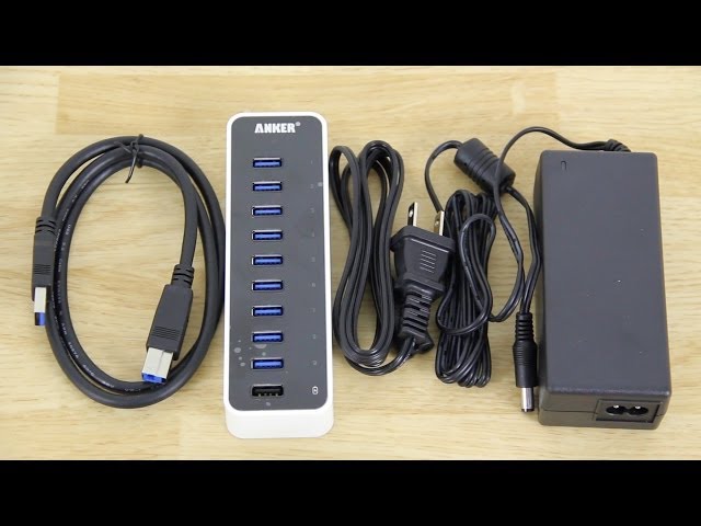 Anker USB 3.0 9-Port Hub + 5V 2.1A Smart Charging Port with 12V 5A
