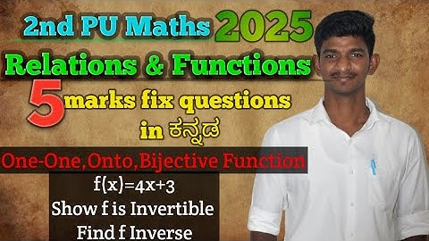 Relations and Functions 5 mark most important questions for board exam in kannada 2025 2nd PUC maths