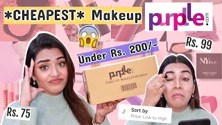 Trying *CHEAPEST* Makeup From Purplle.com | Everything UNDER Rs. 200/- 😱 Disappointing Products !?!