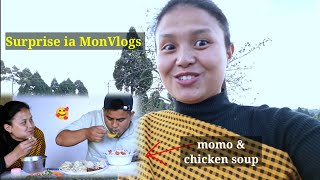 I surprised @MonVlogs1997 with his favourite momo and chicken soup|His reaction ?