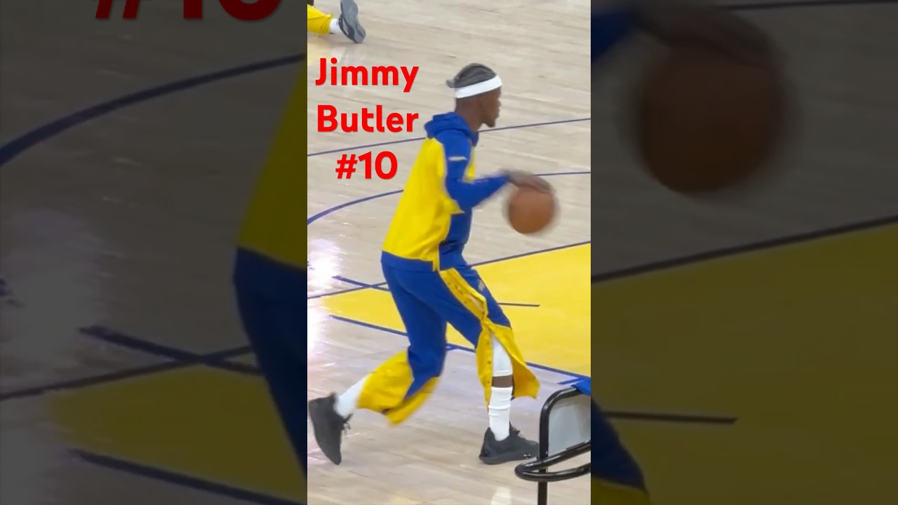 Warriors' Jimmy Butler hesi-dribble step-back jumper 