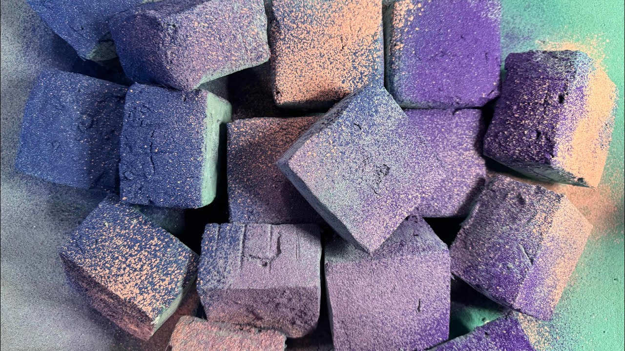 Purple & Peach Powdered Chalk Crush ASMR | Deep Color Blocks for Visual and Crunchy Satisfaction
