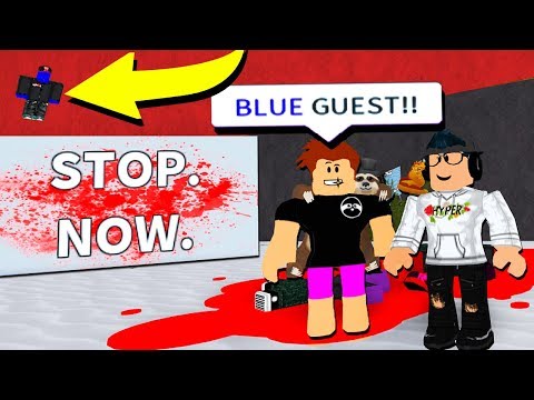 First Blue Guest Sighting In Roblox Youtube - trolling the blue guest with admin commands in roblox
