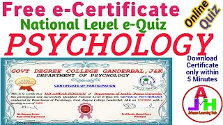Psychology Quiz | General Psychology Quiz | Online Quiz Certificate