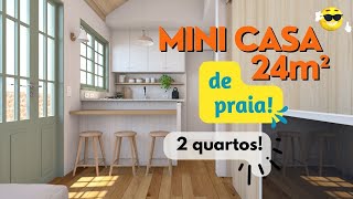 Mini Casa de Praia 4x6  2 quartos! Compacta e completa