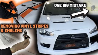 Evo X Vinyl Wrap &amp; Emblem Removal / Mistakes Were Made!