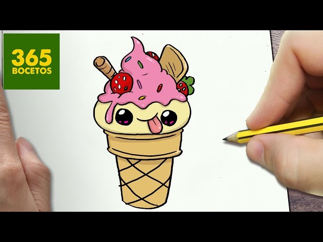 COMO DIBUJAR HELADO KAWAII PASO A PASO - Dibujos kawaii faciles - How to  draw a ICE CREAM 