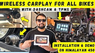 Wireless CarPlay Device With DashCam & TPMS For All Bikes | Himalayan 450 Installation, Demo & Price