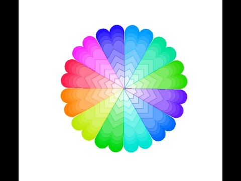 14 Use python to draw a colorful circle composed of heart shaped fan like rotation #pythontutorial