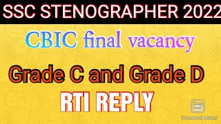 CBIC State wise final vacancy sscsteno sscsteno2022 steno steno2023 RTI reply hindistenographer