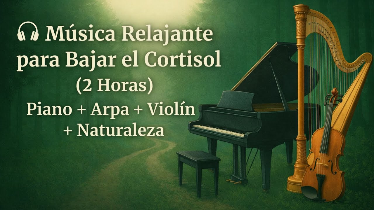 🎧 Música Relajante para Bajar el Cortisol (2 Horas) | Piano + Arpa ...