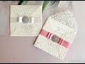 Make Your Own Wedding Invitations - Luxury DIY invitation with rose pink bow & crystal embellishment