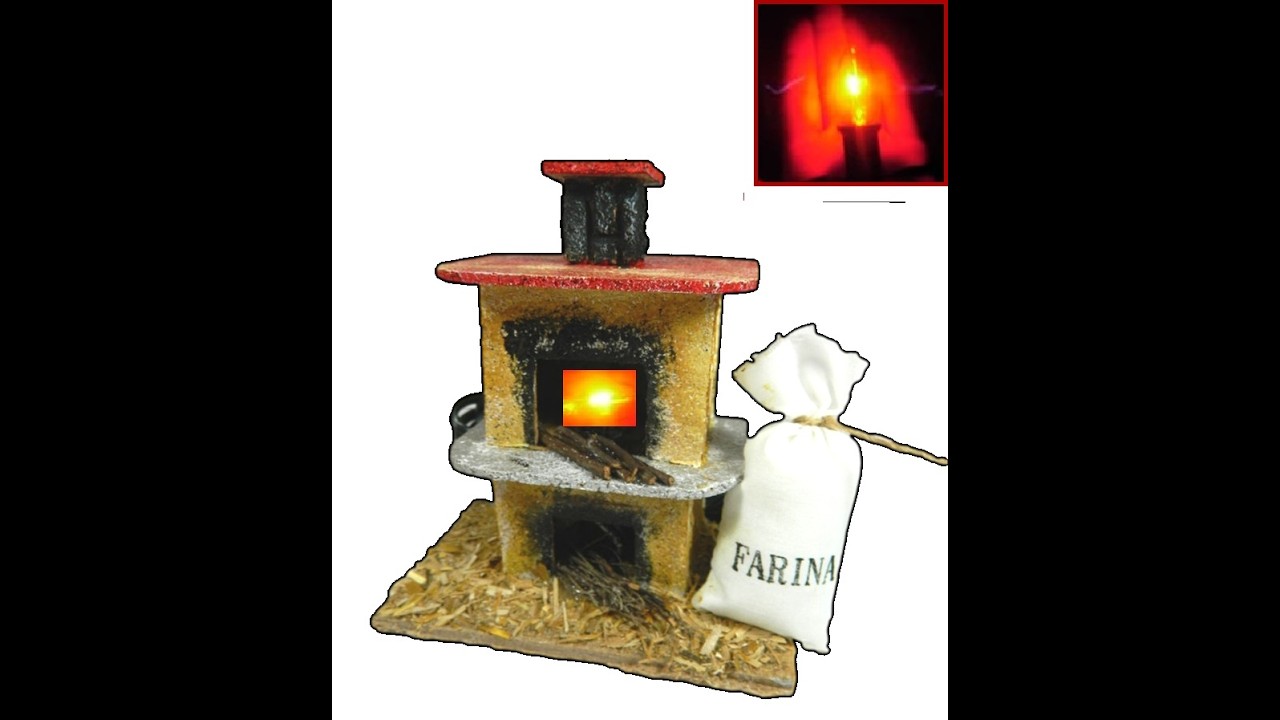 Forno Per Presepe Natalizio Artigianale Illuminato – Effetto Fuoco, Legno E Sughero, 16x12x13 Cm, Fatto A Mano A Napoli