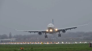 Crosswind landing Egyptair A332(P2F) and Tui E190