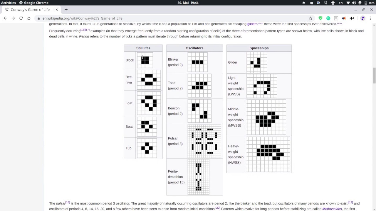 Conway game of life