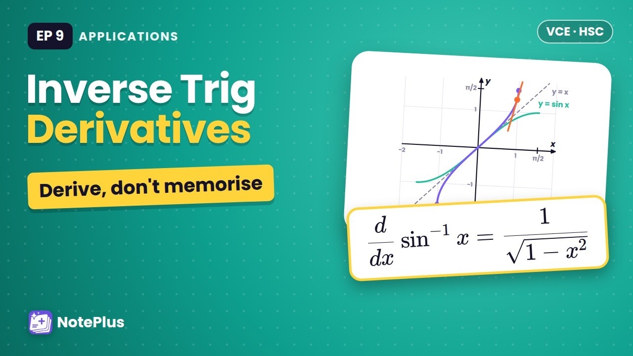 Derivatives of Inverse Trig Functions | Ep 9 | Year 11–12 Maths (VCE &amp; HSC) - YouTube