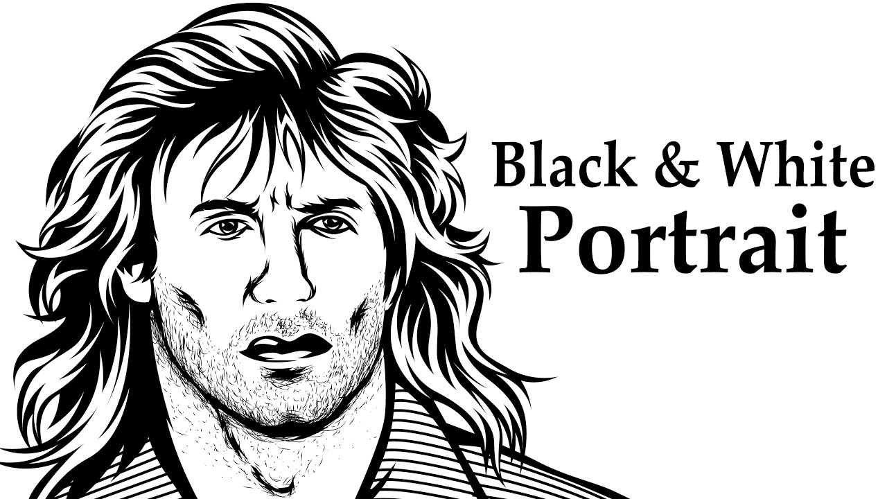 How to draw Line Art / Vector Portrait / Black and white portrait ...