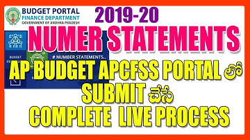 NUMBER STATEMENTS 2019-20 SUBMISSION PROCESS IN AP BUDGET APCFSS PORTAL