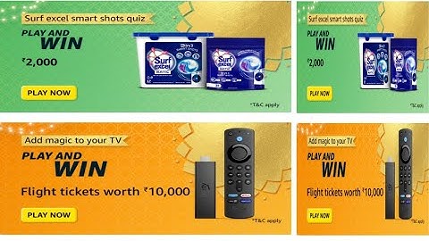 Amazon Surf Excel Smart Shots and Add magic to your TV Quiz Answers Today |8 October 2023