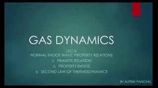 Normal Shock Wave: Property Relations