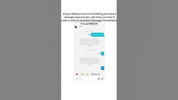 If your tiktok account is not letting you send a message anymore dm I will show you how to undo it