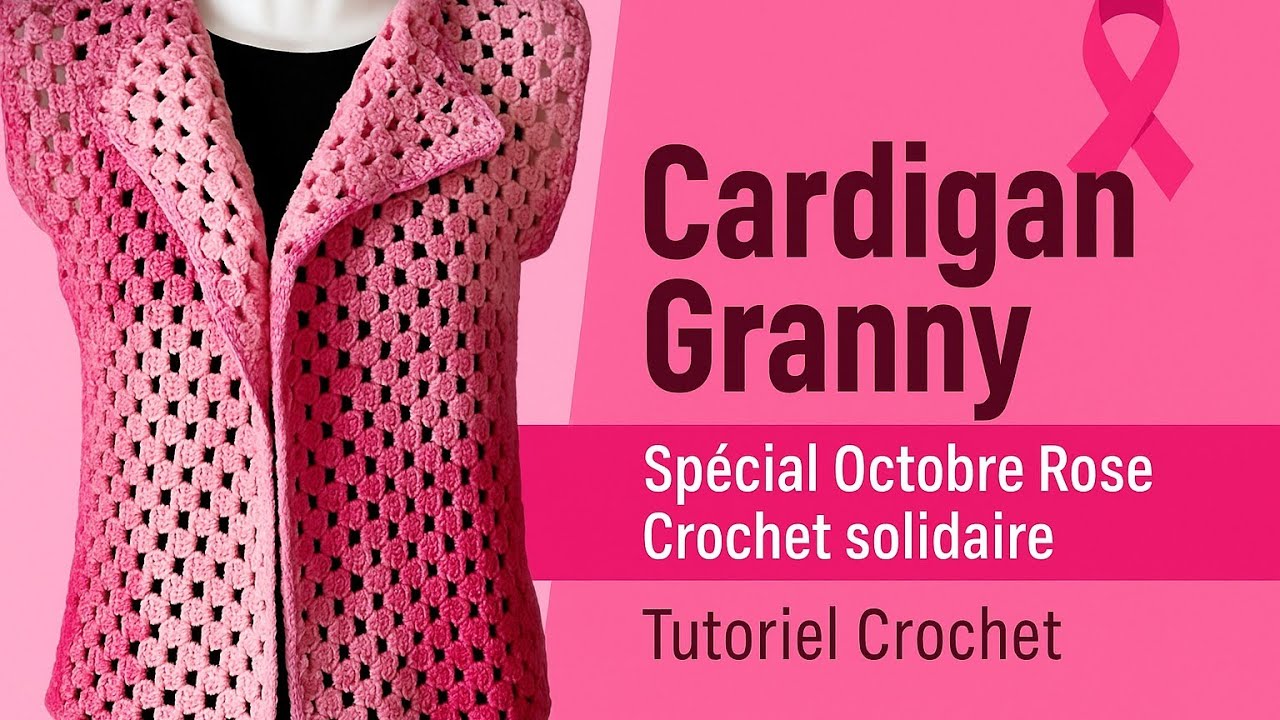 🧶 Tutoriel crochet : Cardigan sans manches en granny rectangle