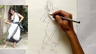 Pencil Sketch from Reference Photo | How to Draw a Dancing Girl Pencil Sketch from Reference Photo | How to Draw a Dancing Girl