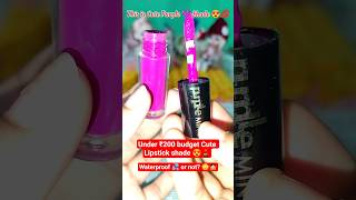 Under ₹200 Waterproof Lipstick Test 😍 Budget Purple 💜 Lipstick Review #Shorts
