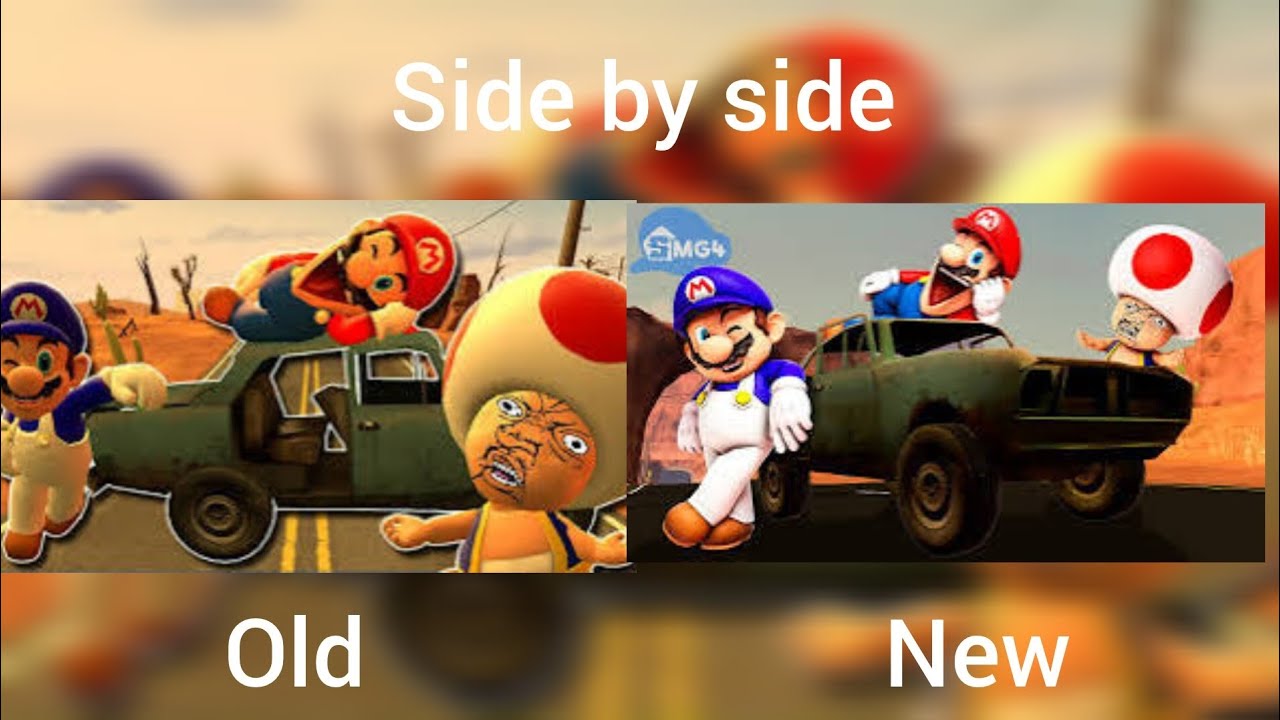 side by side of smg4 Mario's road trip