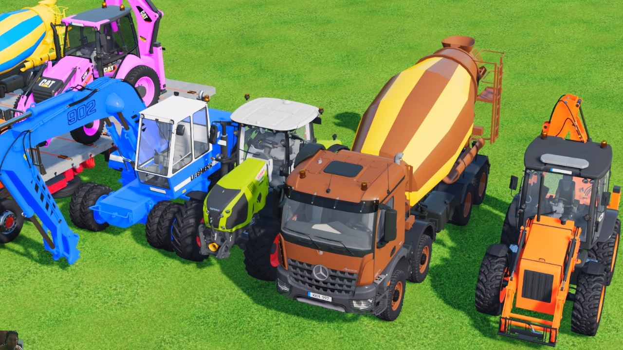 transporting excavator mixer truck tractors backhoe loaders beamng.drive game farming simulator 22