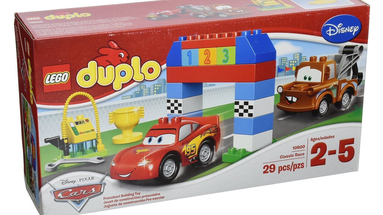 Lego How to Build Race Set with Lightning McQueen and Mater by Lego Duplo No. 10600 | Toy Review 