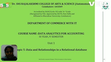 Ms.R.Pavithra|AP|B.Com IT|Data Relationship in a Relational Database|SNS Institutions