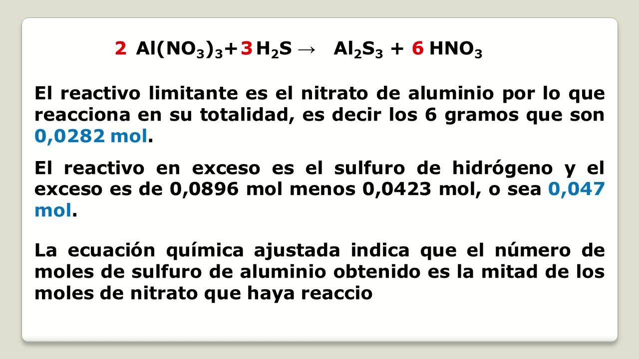 problema resuelto reactivo limitante nitrato aluminio y sulfuro de H YouTube problema resuelto reactivo limitante nitrato aluminio y sulfuro de H YouTube