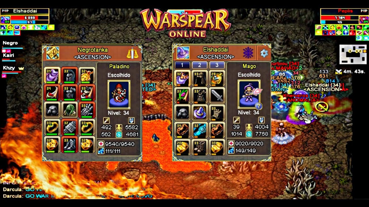 WASPEAR ONLINE - MAGO + PALADINO NA ARENA CRISOL 4x4 | GAMEPLAY INSANA