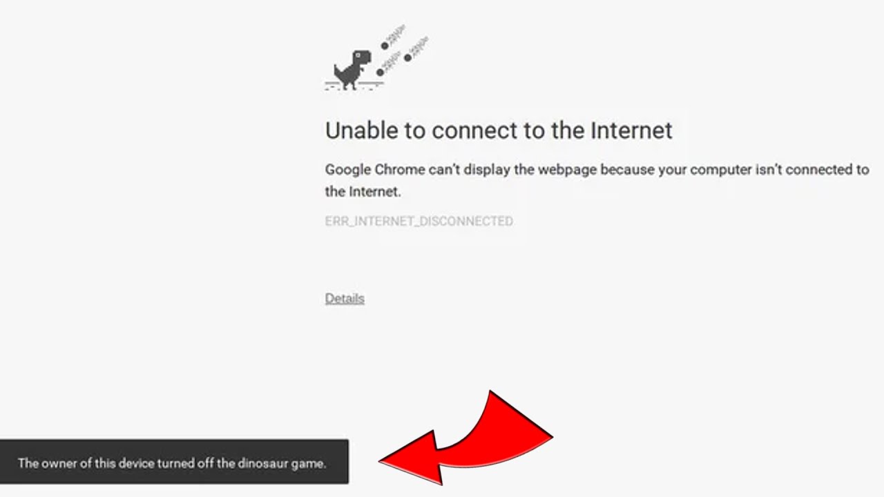 How to disable Dinosaur game in Chrome when device is offline