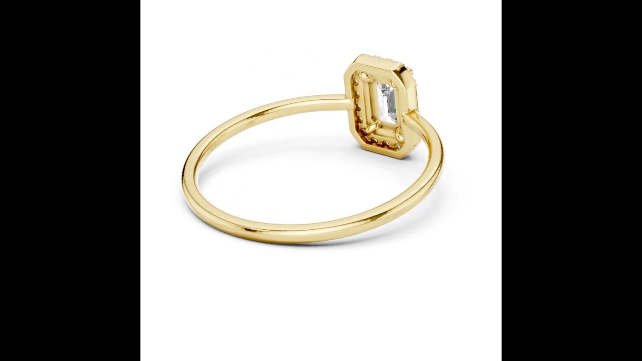 Elegant Emerald Cut Halo Promise Ring
